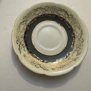 Vintage Elegant Gold and Cream Floral Saucer